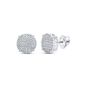 Men's Diamond Earrings | 10kt White Gold Mens Round Diamond Cluster Earrings 1/3 Cttw | Splendid Jewellery GND