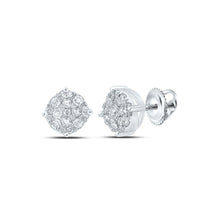 Load image into Gallery viewer, 10kt White Gold Men&#39;s Round Diamond Cluster Earrings - Captivating Brilliance - Alternate view 1 from Splendid Jewellery