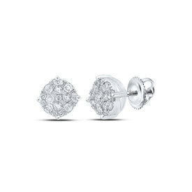 10kt White Gold Men's Round Diamond Cluster Earrings - Captivating Brilliance - Alternate view 1 from Splendid Jewellery