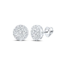 Load image into Gallery viewer, 10kt White Gold Men&#39;s Round Diamond Cluster Earrings - Captivating Brilliance - Alternate view 1 from Splendid Jewellery