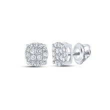 Load image into Gallery viewer, 10kt White Gold Men&#39;s Round Diamond Cluster Earrings - Exquisite Brilliance Top view from the 10Kt White Gold Womens Round Diamond Fashion Cluster Earrings 1 4 Cttwpin280273 collection by Splendid Jewellery