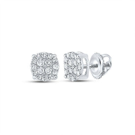 10kt White Gold Men's Round Diamond Cluster Earrings - Exquisite Brilliance Top view from the 10Kt White Gold Womens Round Diamond Fashion Cluster Earrings 1 4 Cttwpin280273 collection by Splendid Jewellery
