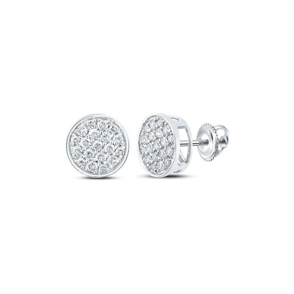 Men's Diamond Earrings | 10kt White Gold Mens Round Diamond Cluster Earrings 1/4 Cttw | Splendid Jewellery GND