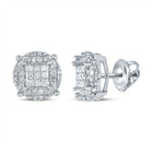 10kt White Gold Men's Round Diamond Cluster Earrings - Exquisite Brilliance - Alternate view 1 from Splendid Jewellery