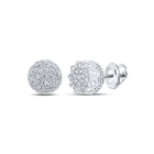 10kt White Gold Men's Round Diamond Cluster Earrings - Sparkling Brilliance - Alternate view 1 from Splendid Jewellery