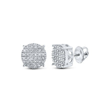 Load image into Gallery viewer, 10kt White Gold Men&#39;s Round Diamond Cluster Earrings - A Dazzling Statement of Style and Sophistication - Alternate view 1 from Splendid Jewellery