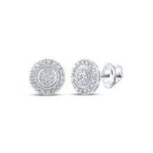 Load image into Gallery viewer, 10kt White Gold Men&#39;s Round Diamond Cluster Earrings - Captivating Brilliance - Alternate view 1 from Splendid Jewellery