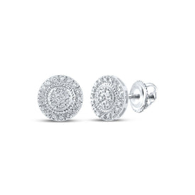 10kt White Gold Men's Round Diamond Cluster Earrings - Captivating Brilliance - Alternate view 1 from Splendid Jewellery