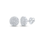 10kt White Gold Men's Round Diamond Cluster Earrings - Exquisite Brilliance - Alternate view 1 from Splendid Jewellery