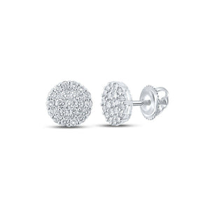 Men's Diamond Earrings | 10kt White Gold Mens Round Diamond Cluster Earrings 2-3/4 Cttw | Splendid Jewellery GND