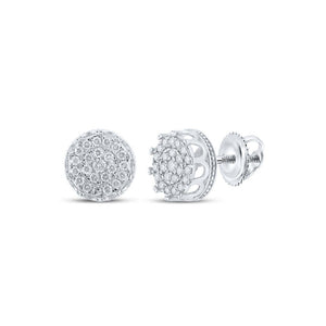 Men's Diamond Earrings | 10kt White Gold Mens Round Diamond Cluster Earrings 3/4 Cttw | Splendid Jewellery GND