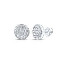 Load image into Gallery viewer, Stunning 10kt White Gold Men&#39;s Round Diamond Cluster Earrings - 3/4 Cttw - Alternate view 1 from Splendid Jewellery