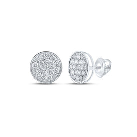 Stunning 10kt White Gold Men's Round Diamond Cluster Earrings - 3/4 Cttw - Alternate view 1 from Splendid Jewellery