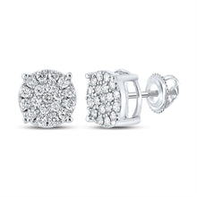 Load image into Gallery viewer, 10kt White Gold Men&#39;s Round Diamond Cluster Earrings - Dazzling Brilliance - Alternate view 1 from Splendid Jewellery