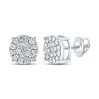 10kt White Gold Men's Round Diamond Cluster Earrings - Dazzling Brilliance - Alternate view 1 from Splendid Jewellery