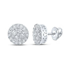 Dazzling 10kt White Gold Men's Round Diamond Cluster Earrings - 5/8 Cttw - Alternate view 1 from Splendid Jewellery