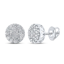 Load image into Gallery viewer, Splendid Jewellery Men&#39;s 10kt White Gold Round Diamond Cluster Earrings - 5/8 Cttw - Alternate view 1 from Splendid Jewellery