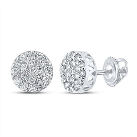 Splendid Jewellery Men's 10kt White Gold Round Diamond Cluster Earrings - 5/8 Cttw - Alternate view 1 from Splendid Jewellery