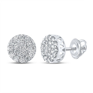 Men's Diamond Earrings | 10kt White Gold Mens Round Diamond Cluster Earrings 5/8 Cttw | Splendid Jewellery GND