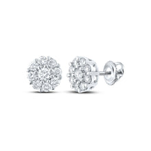 Load image into Gallery viewer, 10kt White Gold Men&#39;s Round Diamond Cluster Earrings - Captivating Brilliance - Alternate view 1 from Splendid Jewellery