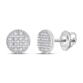 10kt White Gold Round Diamond Disk Circle Earrings - 1/10 Cttw: A Dazzling Addition to Your Collection - Alternate view 1 from Splendid Jewellery