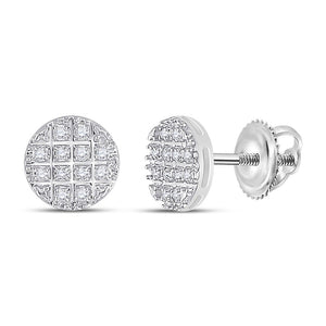 Men's Diamond Earrings | 10kt White Gold Mens Round Diamond Disk Circle Earrings 1/10 Cttw | Splendid Jewellery GND