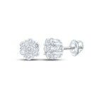 Sparkling Diamond Blossom Earrings - 10kt White Gold Men's Round Cluster Earrings 3/4 Cttw - Alternate view 1 from Splendid Jewellery