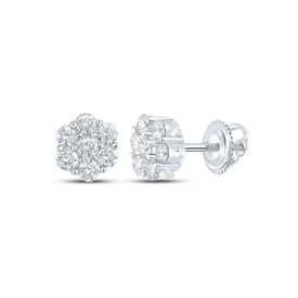 Sparkling Blossom Diamond Cluster Earrings - 10kt White Gold, 5/8 Cttw - Alternate view 1 from Splendid Jewellery