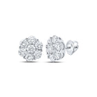 Exquisite 10kt White Gold Men's Round Diamond Flower Cluster Earrings - 7/8 Cttw - Alternate view 1 from Splendid Jewellery