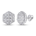 10kt White Gold Hexagon Cluster Diamond Earrings for Men - Brilliant Sparkles for Stylish Gentlemen - Alternate view 1 from Splendid Jewellery