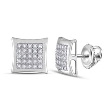 Load image into Gallery viewer, 10kt White Gold Men&#39;s Round Diamond Kite Square Earrings 1/8 Cttw | Elegant Diamond Studs for Men - Alternate view 1 from Splendid Jewellery