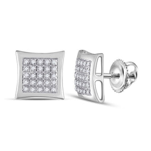 Men's Diamond Earrings | 10kt White Gold Mens Round Diamond Kite Square Earrings 1/8 Cttw | Splendid Jewellery GND