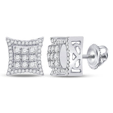 Load image into Gallery viewer, 10kt White Gold Men&#39;s Round Diamond Kite Square Earrings - Exquisite Brilliance - Alternate view 1 from Splendid Jewellery