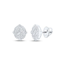 Load image into Gallery viewer, 10kt White Gold Men&#39;s Round Diamond Oval Earrings - 3/8 Cttw | Dazzling Gems - Alternate view 1 from Splendid Jewellery