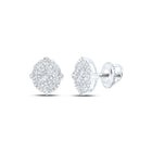 10kt White Gold Men's Round Diamond Oval Earrings - 3/8 Cttw | Dazzling Gems - Alternate view 1 from Splendid Jewellery