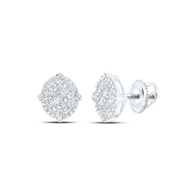 10kt White Gold Men's Round Diamond Oval Earrings - 3/8 Cttw | Dazzling Gems - Alternate view 1 from Splendid Jewellery