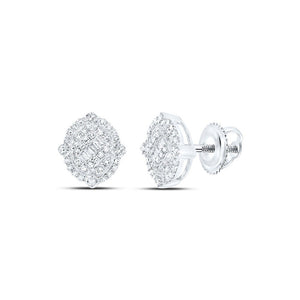Men's Diamond Earrings | 10kt White Gold Mens Round Diamond Oval Earrings 3/8 Cttw | Splendid Jewellery GND