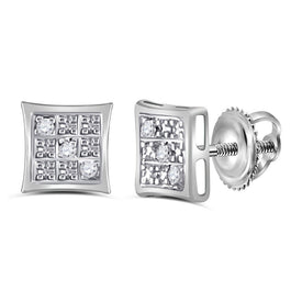 10kt White Gold Square Diamond Earrings - Elegant and Masculine Sparkle - Alternate view 1 from Splendid Jewellery