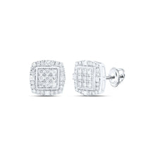 Load image into Gallery viewer, 10kt White Gold Men&#39;s Square Diamond Earrings - Captivating 1-1/2 Cttw Sparklers by Splendid Jewellery - Alternate view 1 from Splendid Jewellery