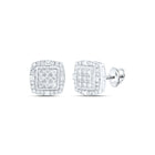 10kt White Gold Men's Square Diamond Earrings - Captivating 1-1/2 Cttw Sparklers by Splendid Jewellery - Alternate view 1 from Splendid Jewellery