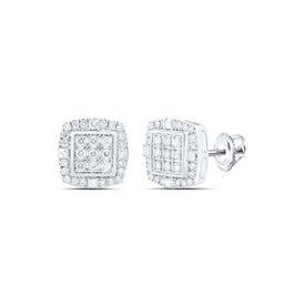 10kt White Gold Men's Square Diamond Earrings - Captivating 1-1/2 Cttw Sparklers by Splendid Jewellery - Alternate view 1 from Splendid Jewellery