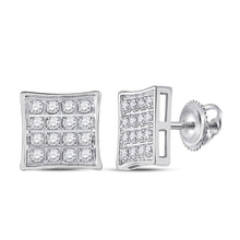 Load image into Gallery viewer, Dazzling 10kt White Gold Square Diamond Earrings for Men - 1/10 Cttw - Alternate view 1 from Splendid Jewellery