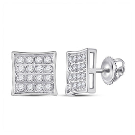 Dazzling 10kt White Gold Square Diamond Earrings for Men - 1/10 Cttw - Alternate view 1 from Splendid Jewellery