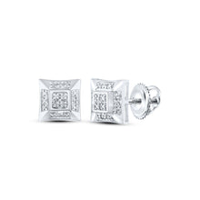 Load image into Gallery viewer, Splendid Jewellery Men&#39;s 10kt White Gold Square Diamond Earrings - 1/10 Cttw, G-H Color, I3 Clarity - Alternate view 1 from Splendid Jewellery