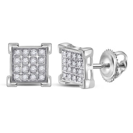 10kt White Gold Square Diamond Earrings - Stunning Men's Jewelry Piece - Alternate view 1 from Splendid Jewellery
