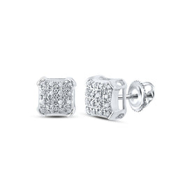 10kt White Gold Square Diamond Earrings for Men - A Dazzling Touch of Elegance - Alternate view 1 from Splendid Jewellery