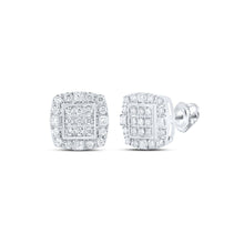 Load image into Gallery viewer, 10kt White Gold Square Diamond Earrings - Sleek and Sophisticated Men&#39;s Jewelry - Alternate view 1 from Splendid Jewellery