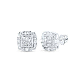 10kt White Gold Square Diamond Earrings - Sleek and Sophisticated Men's Jewelry - Alternate view 1 from Splendid Jewellery