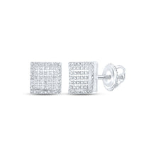 Load image into Gallery viewer, Brilliant White Gold Square Diamond Earrings - 1/3 Cttw - Exquisite Men&#39;s Jewelry - Alternate view 1 from Splendid Jewellery