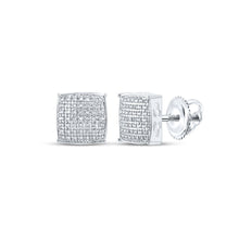 Load image into Gallery viewer, 10kt White Gold Square Diamond Earrings - Sleek and Sophisticated Men&#39;s Jewelry - Alternate view 1 from Splendid Jewellery